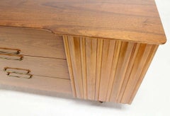 Danish Mid Century Modern Long Walnut Dresser Super Clean 3 Drawers Two Doors