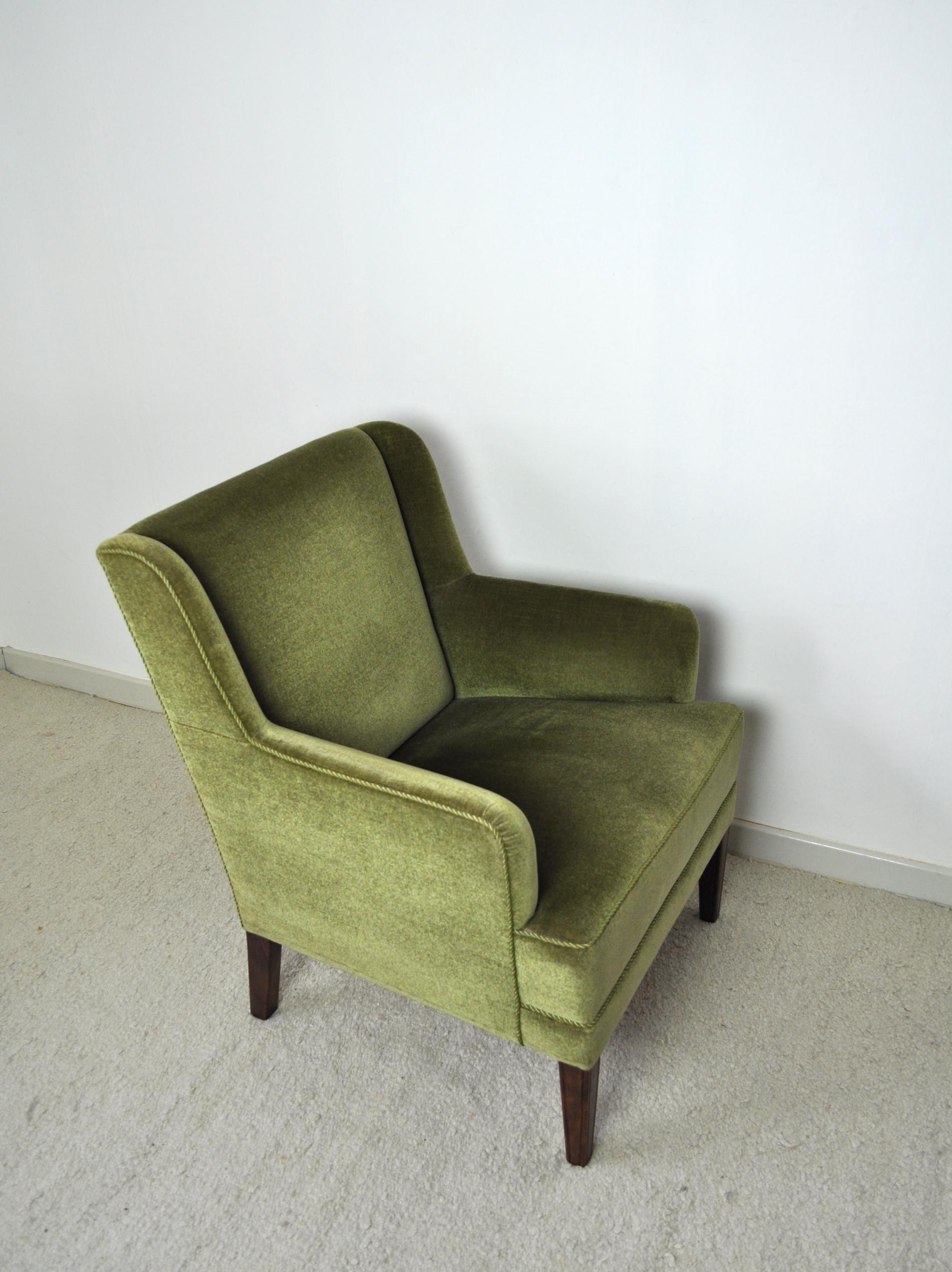 green velvet mid century chair