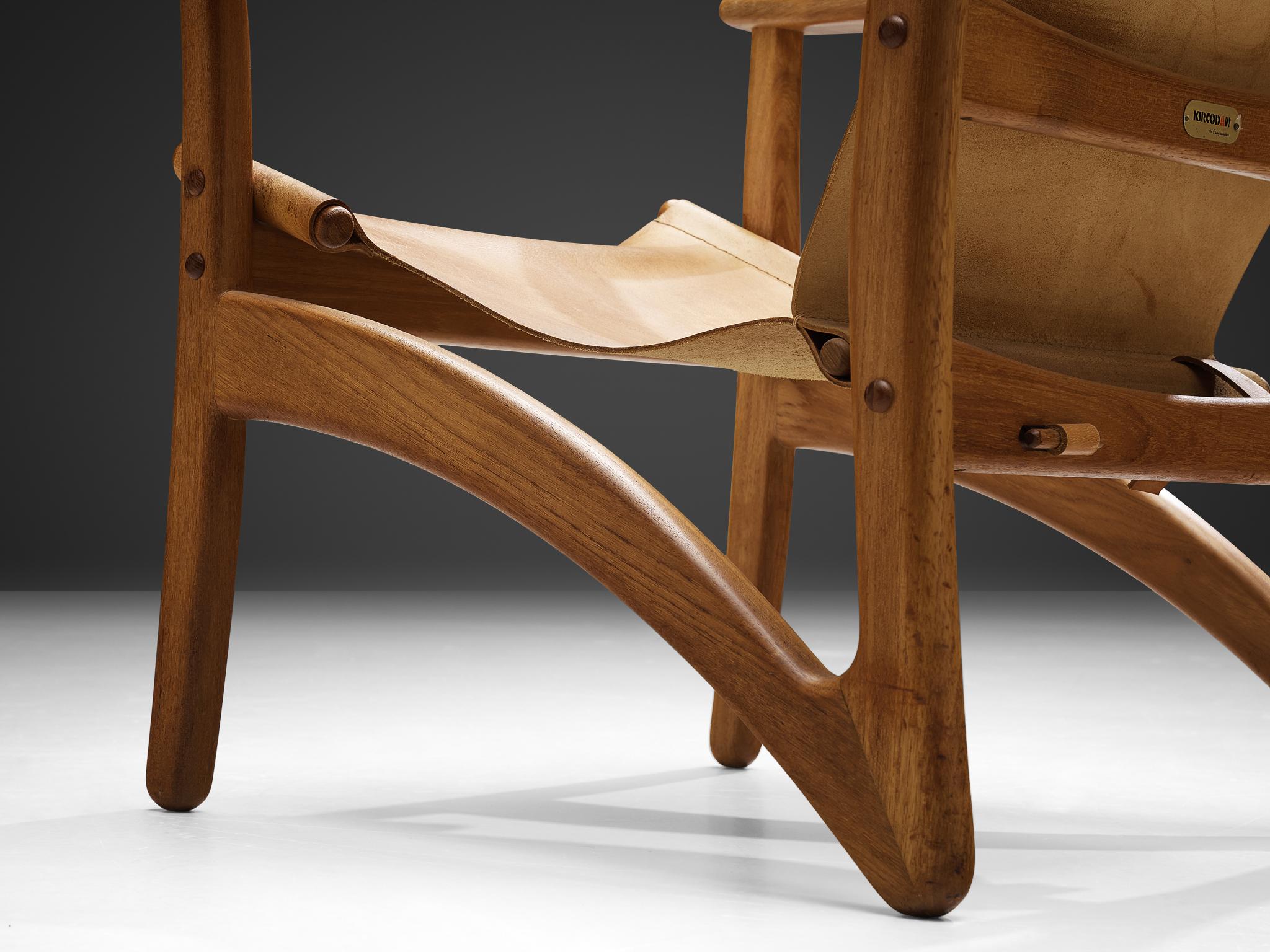 Dänischer Mid-Century Modern-Loungesessel aus Teakholz und cognacfarbenem Leder im Angebot 1