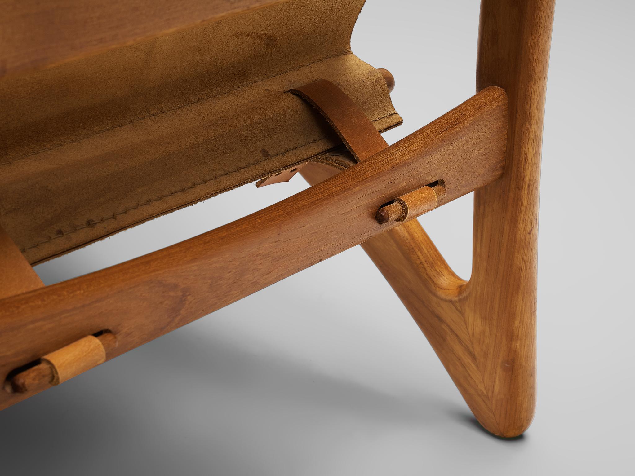 Dänischer Mid-Century Modern-Loungesessel aus Teakholz und cognacfarbenem Leder im Angebot 3