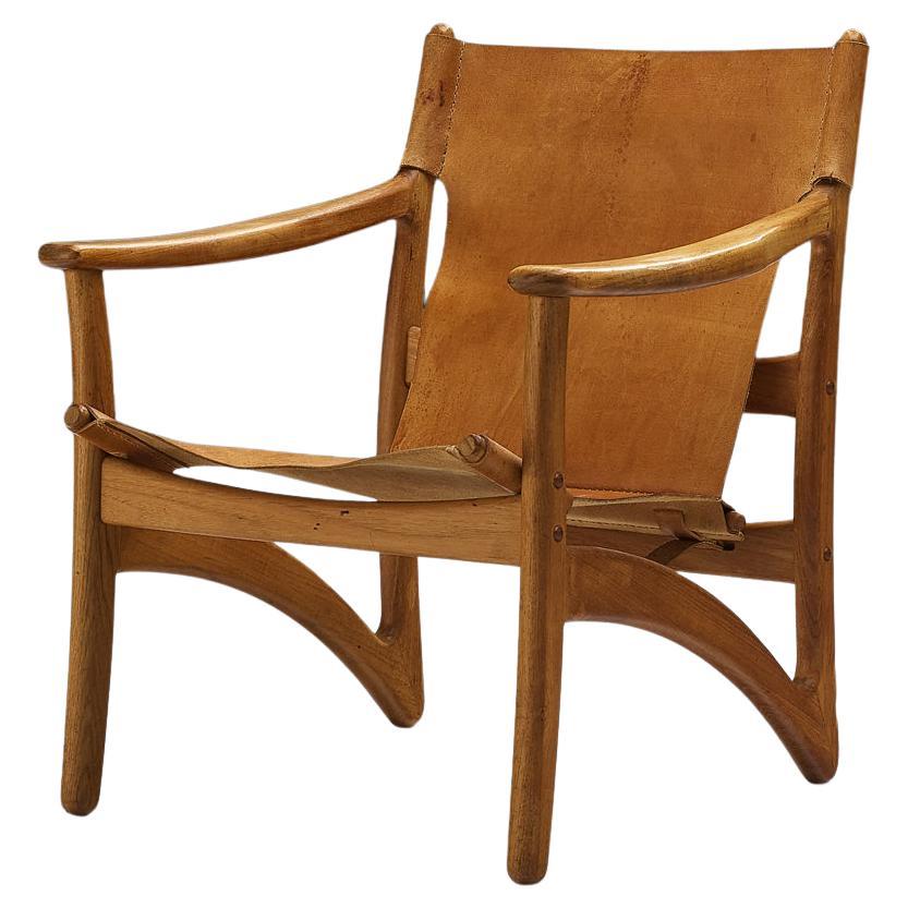 Danish Mid-Century Modern Lounge Chair in Teak and Cognac Leather