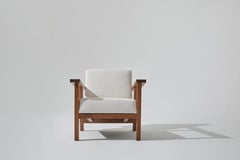 Danish Mid-Century Style Lounge Chair Walnut and Natural Boucle by Stille Home