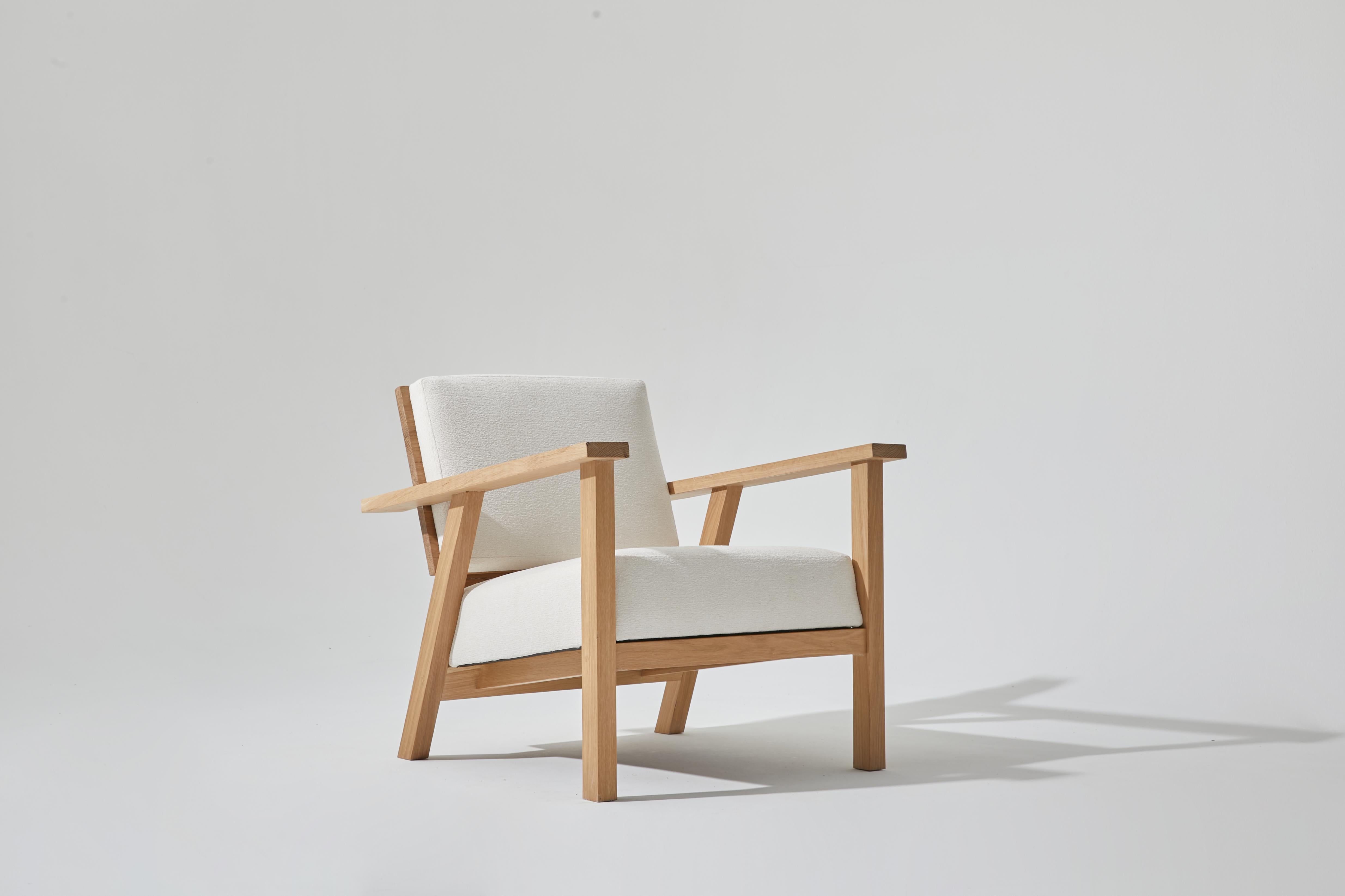The SH01 chair was designed at just the right angle for lounging or working. I went through many prototypes and styles to find the fit that felt just right with the best support and comfort. It is made using traditional mortise and tenon joinery