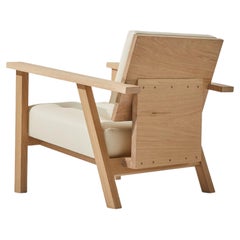 Danish Mid Century Modern Lounge Chair White Oak and Cream Vinyl by Stille Home