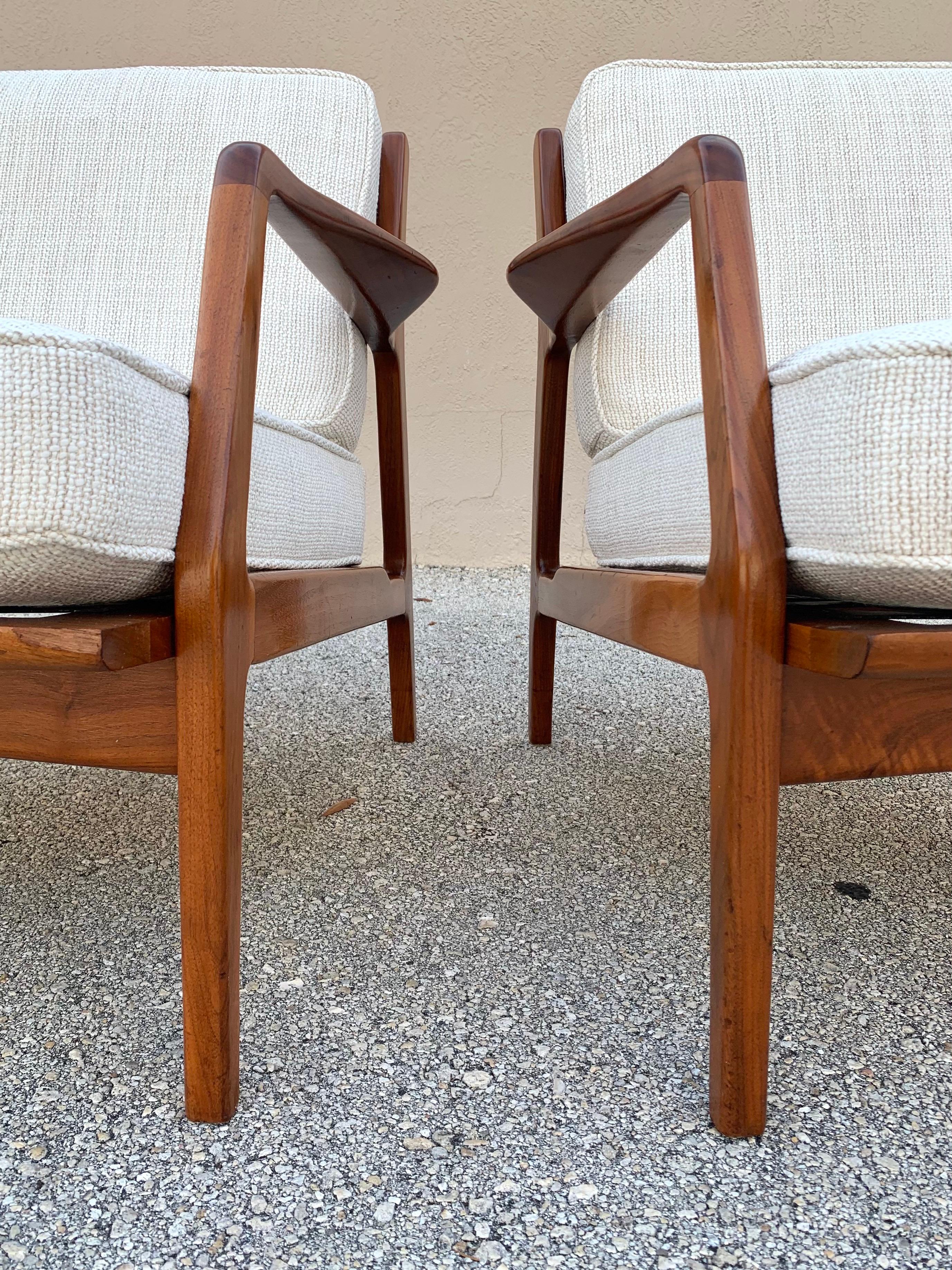 Upholstery Danish Mid-Century Modern Lounge Chairs by IB Kofod Larsen, a Pair