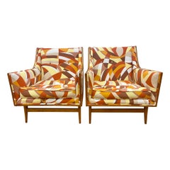 Danish Mid Century Modern Lounge Chairs with New Lenor Larsen Upholstery Danish Mid Century Modern Lounge Chairs with New Lenor Larsen Upholstery
