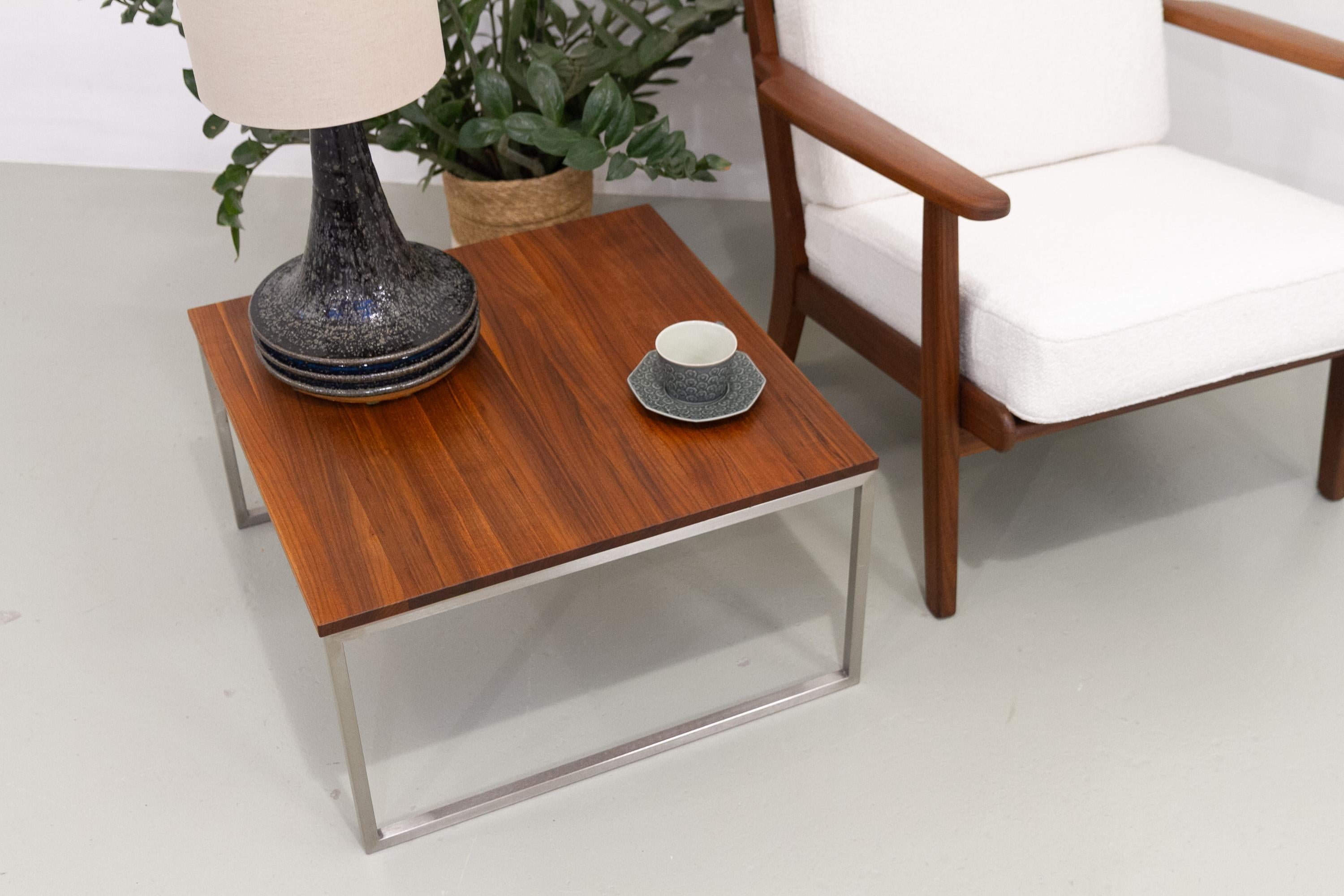 Danish Mid-Century Modern Lounge Table in Solid Teak and Steel, 1960s. For Sale 9