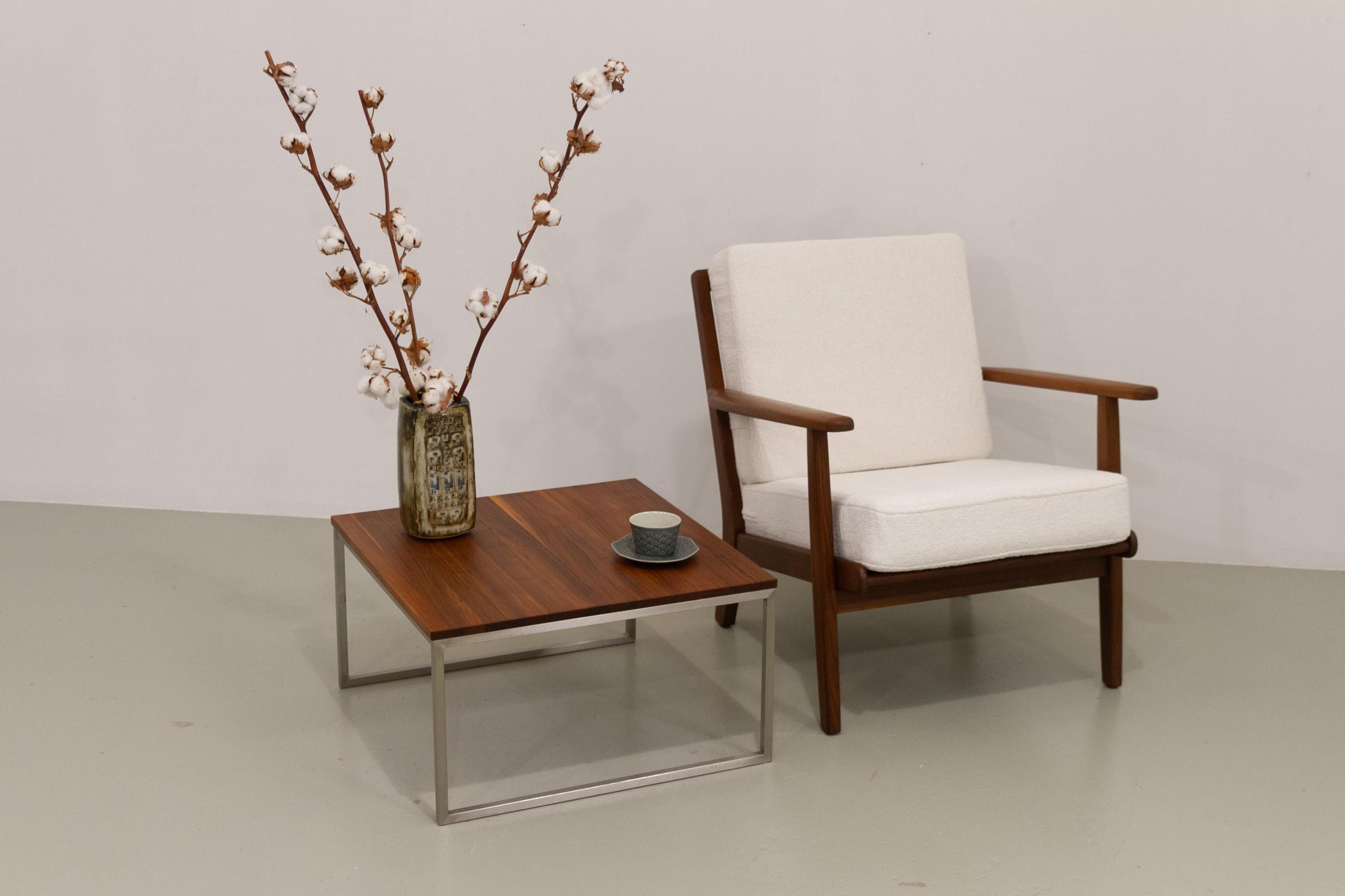 Danish Mid-Century Modern Lounge Table in Solid Teak and Steel, 1960s. For Sale 14