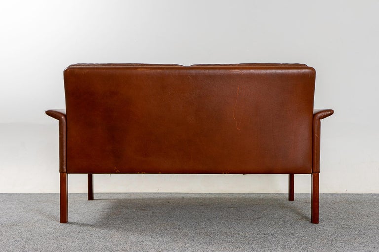 Danish MidCentury Modern Loveseat Leather For Sale at 1stDibs