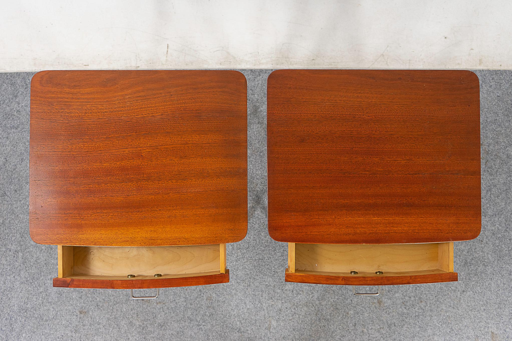 Mid-20th Century Danish Mid-Century Modern Mahogany Bedside Table Pair For Sale