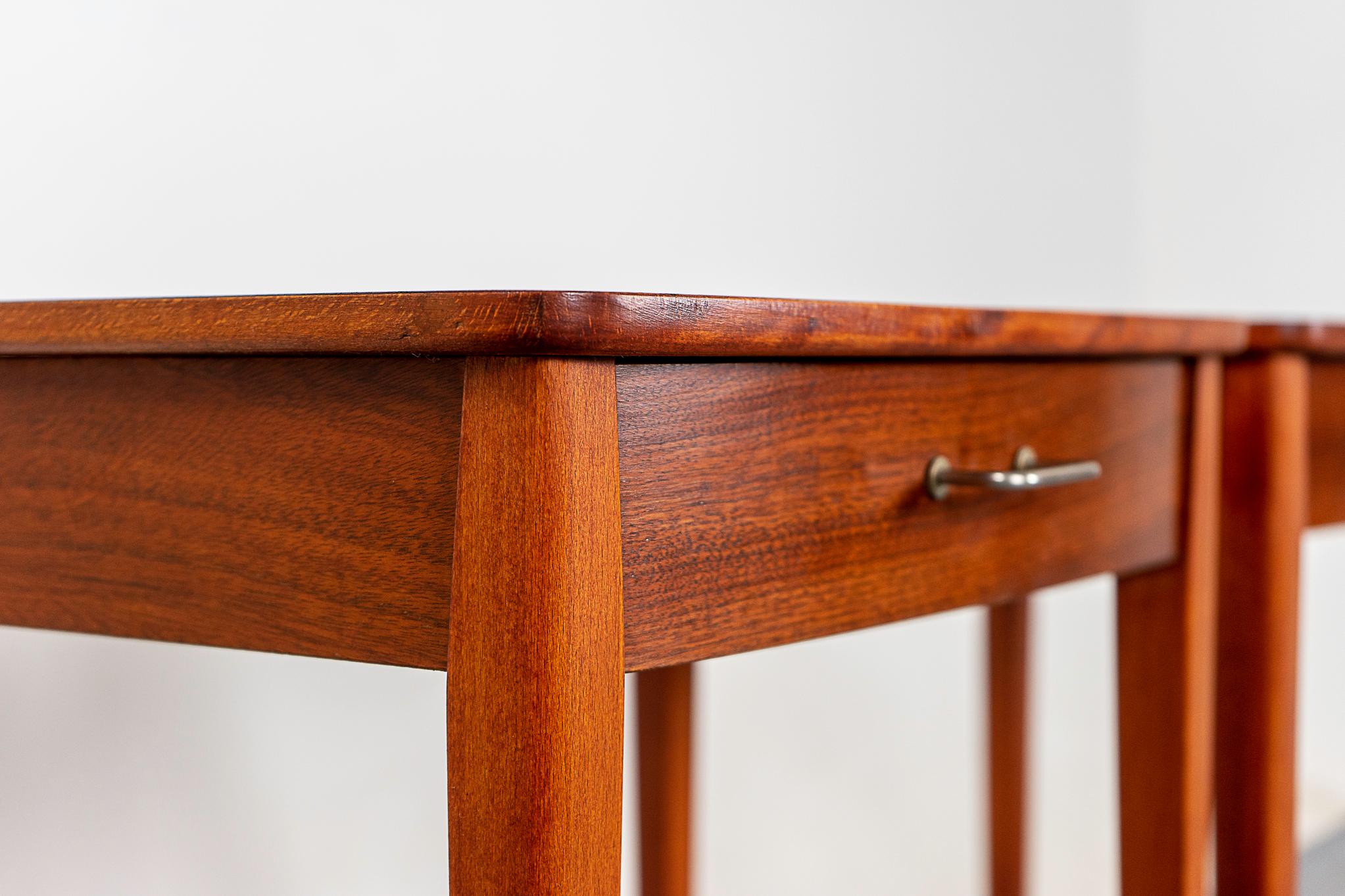 Danish MidCentury Modern Mahogany Bedside Table Pair For Sale at 1stDibs
