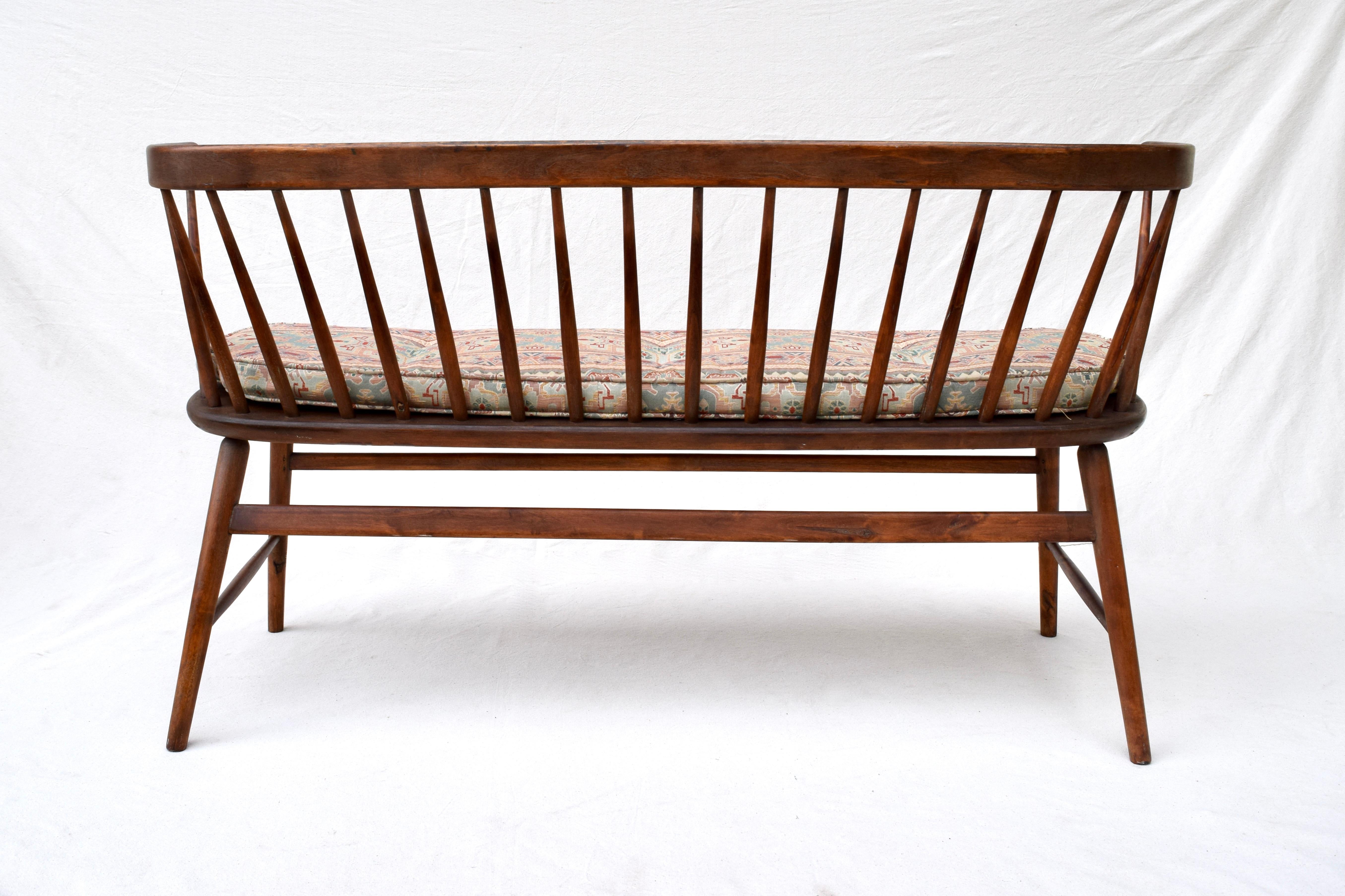 Danish Mid-Century Modern Spindle Back Settee Bench 1