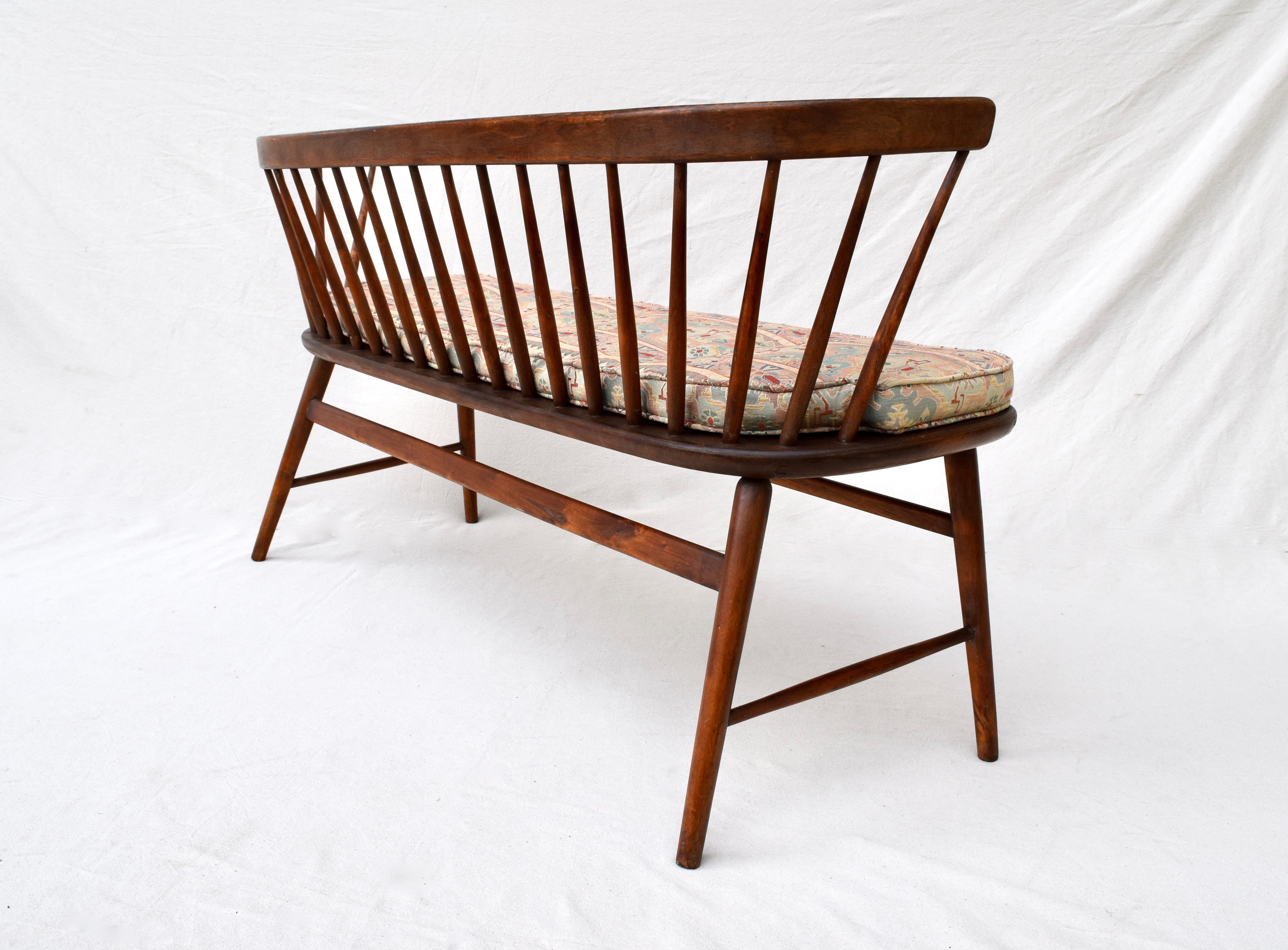 Danish Mid-Century Modern Spindle Back Settee Bench 2