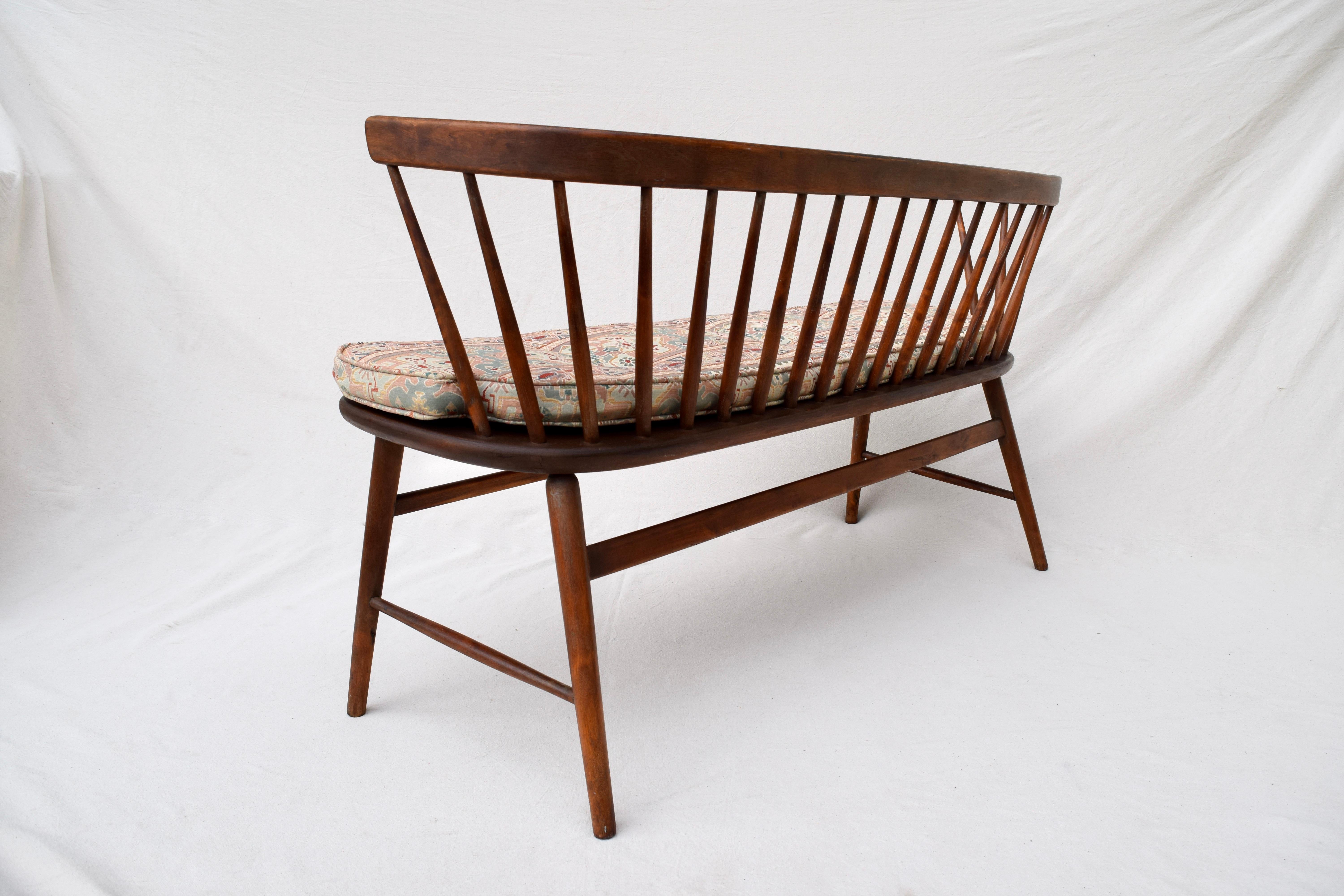Danish Mid-Century Modern Spindle Back Settee Bench 3