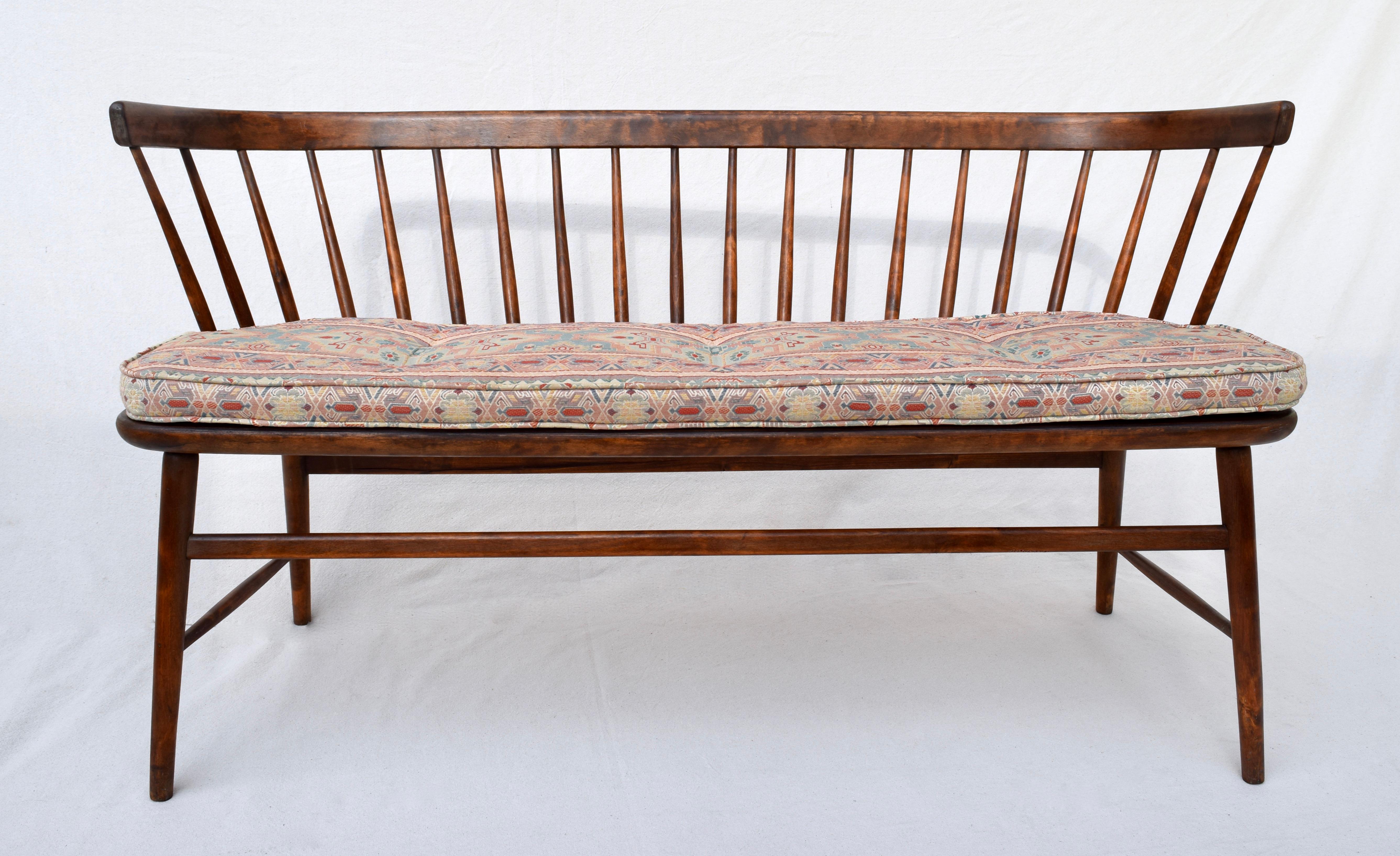 Danish Mid-Century Modern Spindle Back Settee Bench 6