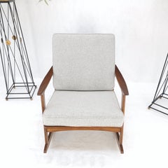 Danish Mid-Century Modern New Grey Wool Upholstery Rocking Lounge Chair Mint!