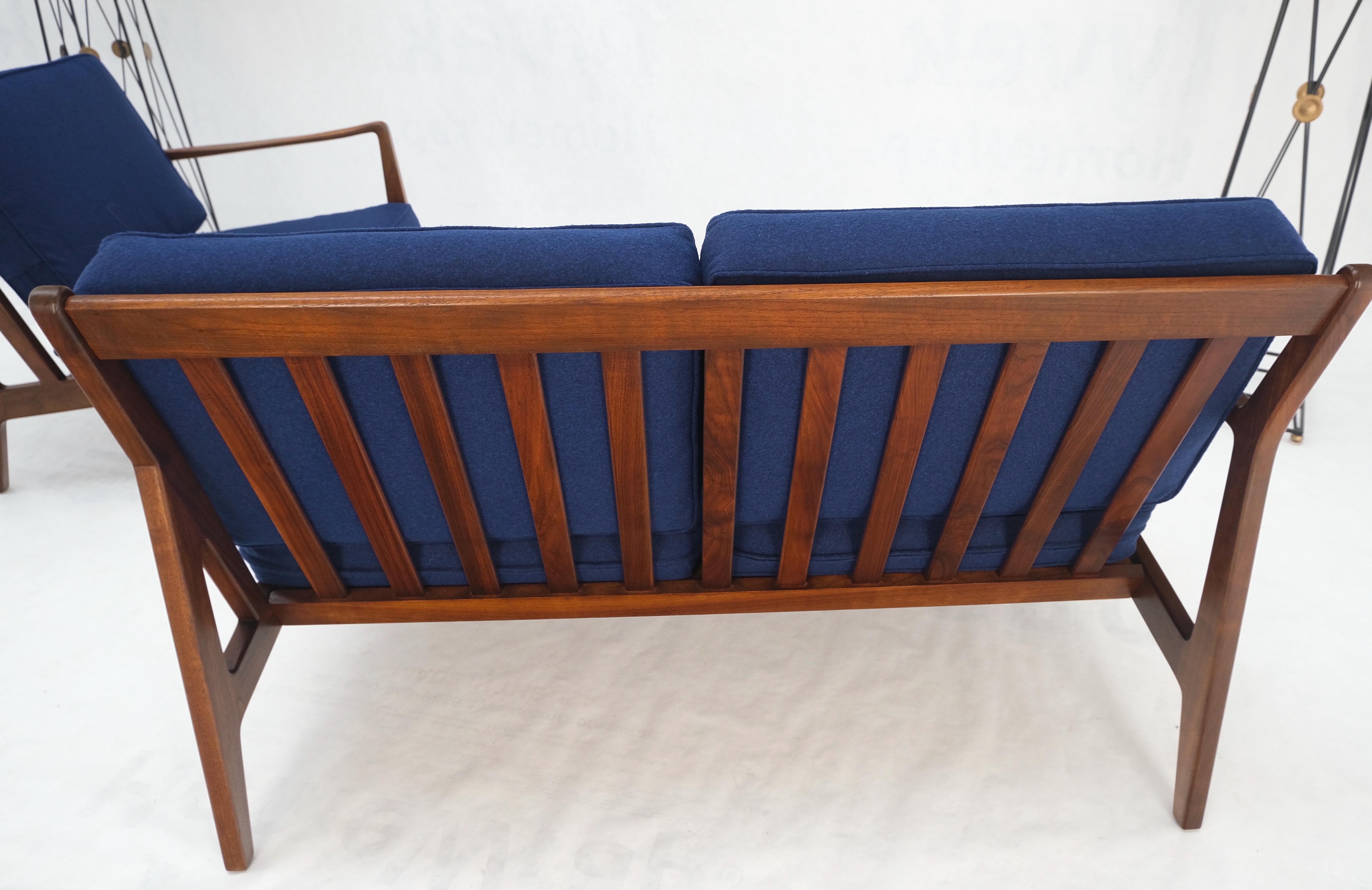 Danish Mid-Century Modern New Upholstery Walnut Frames Sofa & Chair Set Mint! For Sale 9