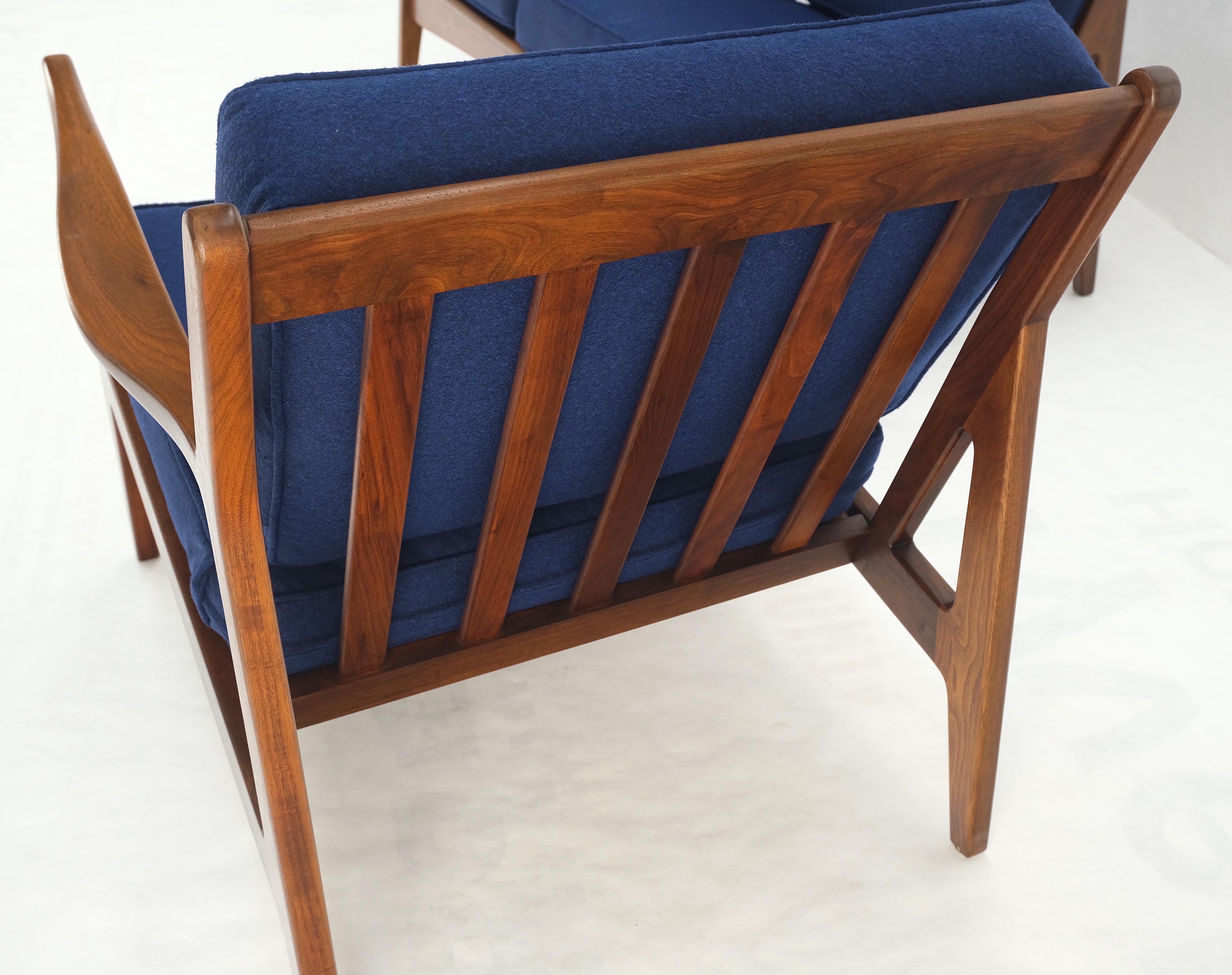 American Danish Mid-Century Modern New Upholstery Walnut Frames Sofa & Chair Set Mint! For Sale