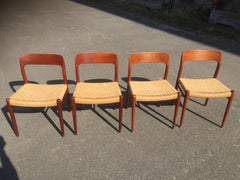 Danish Mid-Century Modern. N.O. Møller, Model 75, 6 Teak Chairs