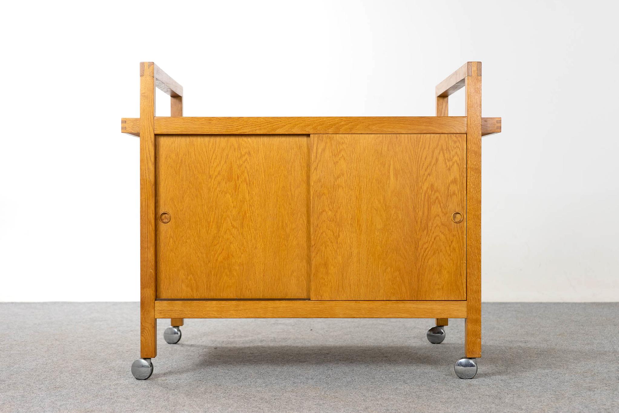 Veneer Danish Mid-Century Modern Oak Bar Cart