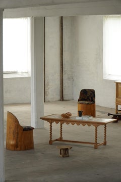 Tavolino danese del Mid Century Modern, Oak con piano in piastrelle di ceramica, anni '50