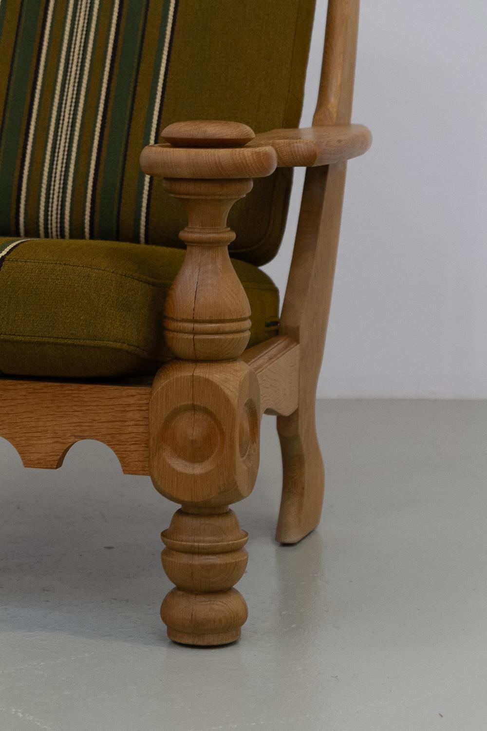 Danish Mid-Century Modern Oak High Back Lounge Chair in Kjærnulf Style, 1960s. For Sale 5