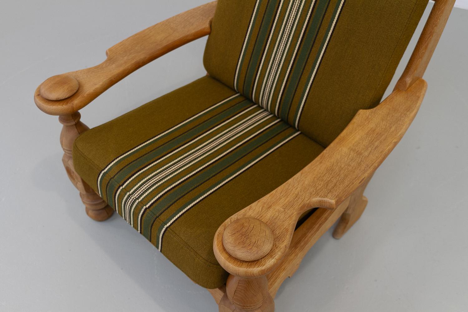 Danish Mid-Century Modern Oak High Back Lounge Chair in Kjærnulf Style, 1960s. For Sale 8