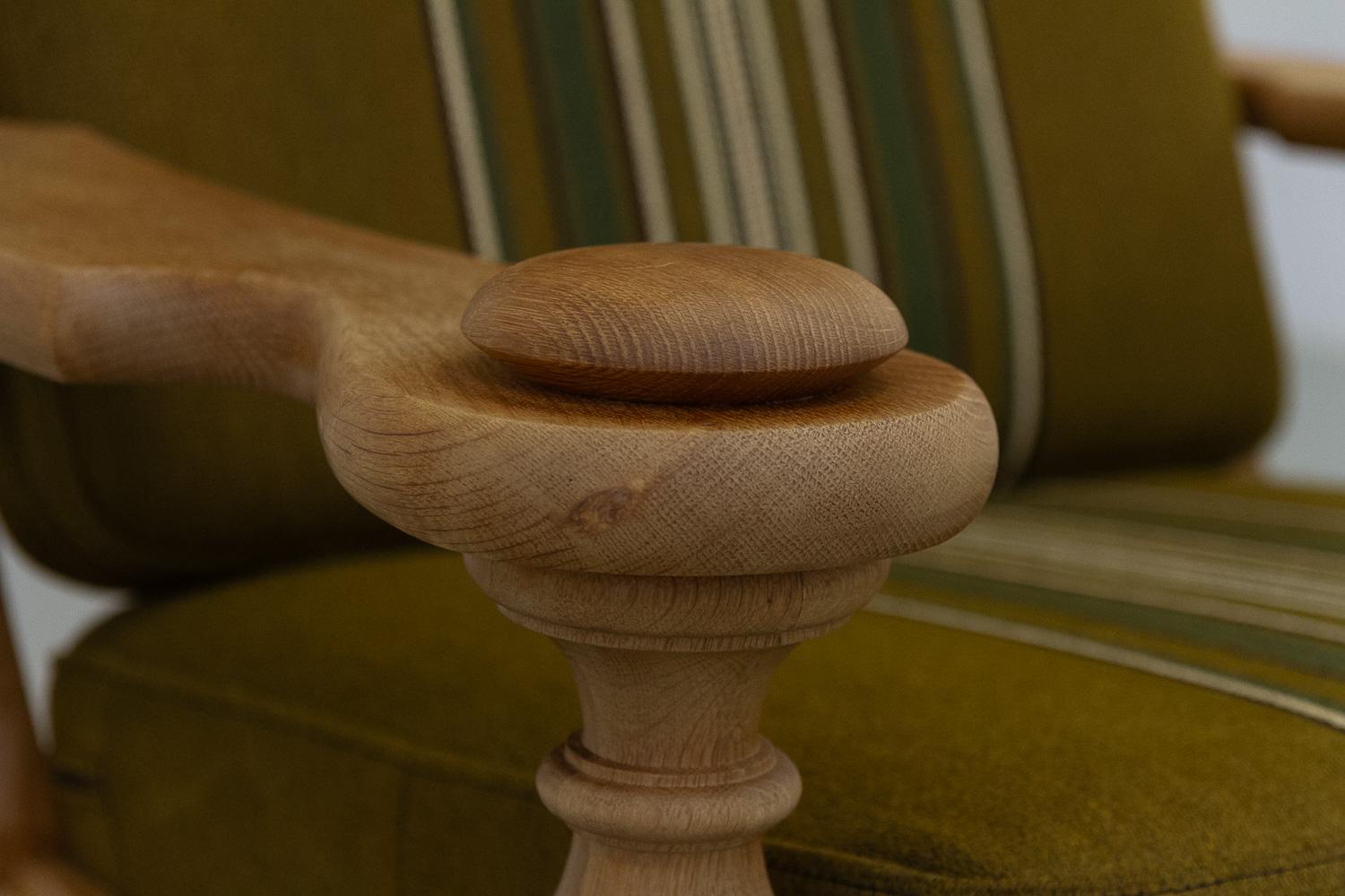Danish Mid-Century Modern Oak High Back Lounge Chair in Kjærnulf Style, 1960s. For Sale 10