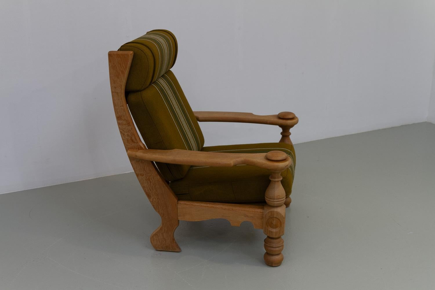 Danish Mid-Century Modern Oak High Back Lounge Chair in Kjærnulf Style, 1960s. For Sale 12