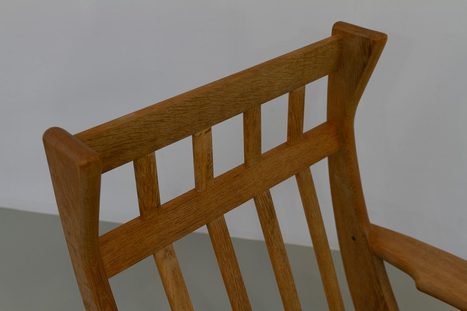 Danish Mid-Century Modern Oak High Back Lounge Chair in Kjærnulf Style, 1960s. For Sale 14