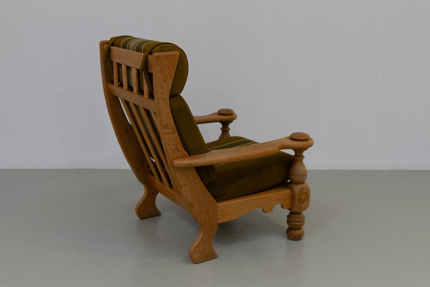 Scandinavian Modern Danish Mid-Century Modern Oak High Back Lounge Chair in Kjærnulf Style, 1960s. For Sale