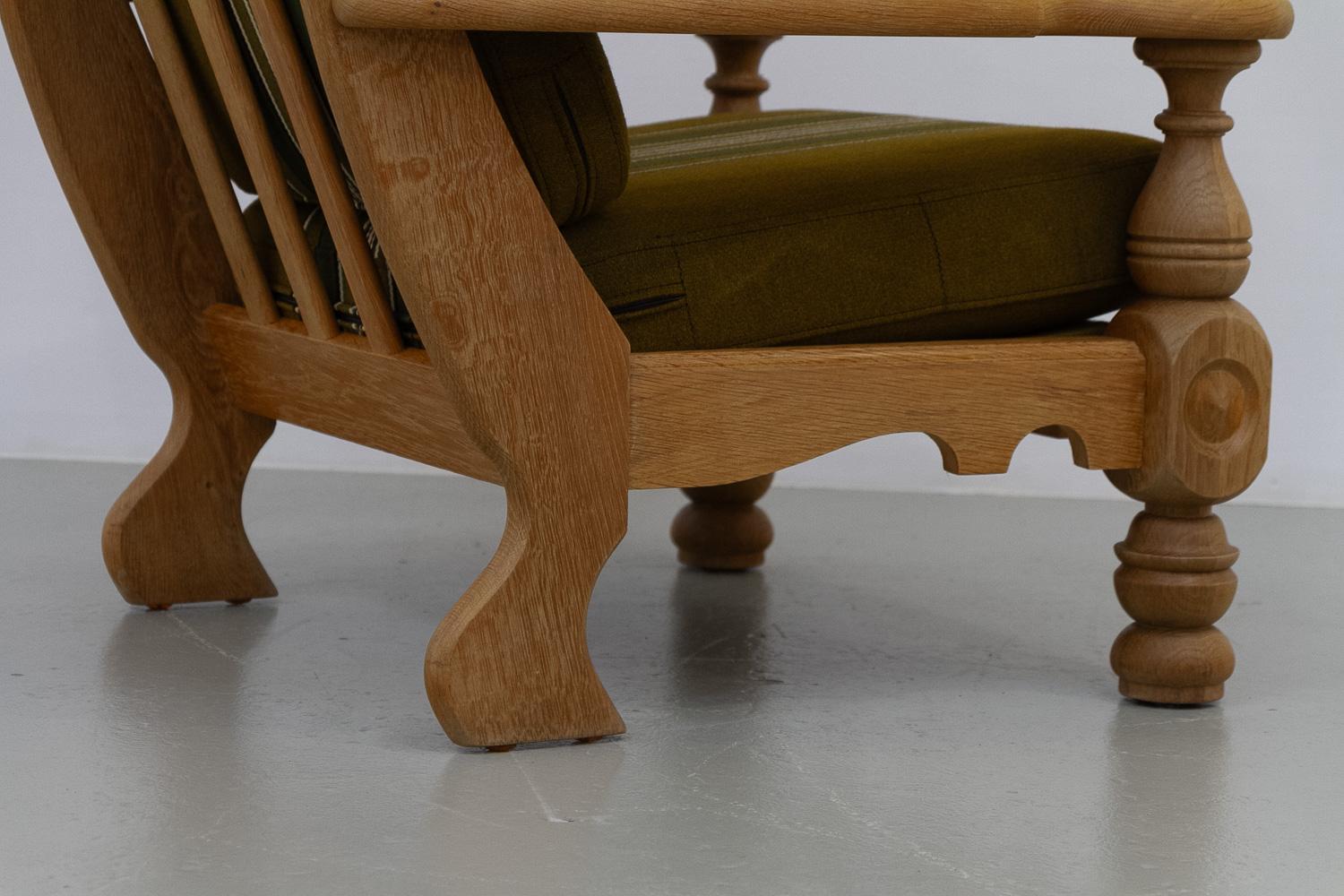 Mid-20th Century Danish Mid-Century Modern Oak High Back Lounge Chair in Kjærnulf Style, 1960s. For Sale