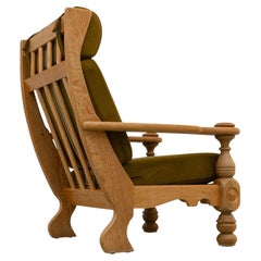 Danish Mid-Century Modern Oak High Back Lounge Chair in Kjærnulf Style, 1960s.