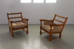 Chaises longues danoises en chêne du milieu du siècle dans le style Kjærnulf, années 1960. Ensemble de 2.