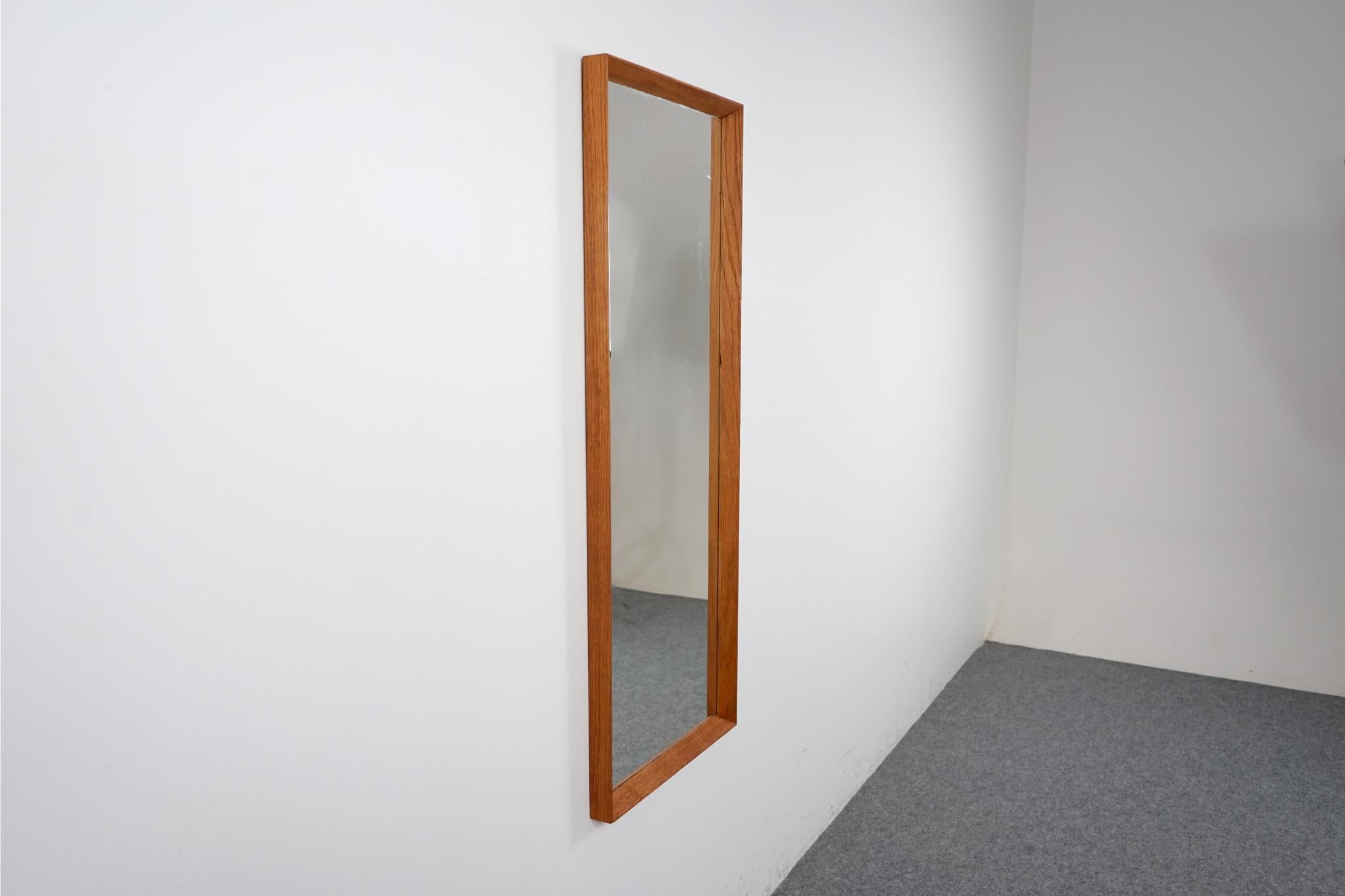Mid-20th Century Danish Mid-Century Modern Oak Rectangular Wall Mirror For Sale