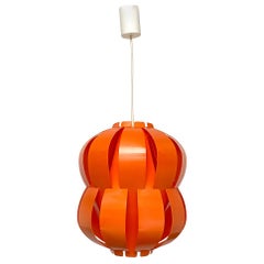 Danish Mid-Century Modern Orange Plastic Room Light Lampshade, 1960s