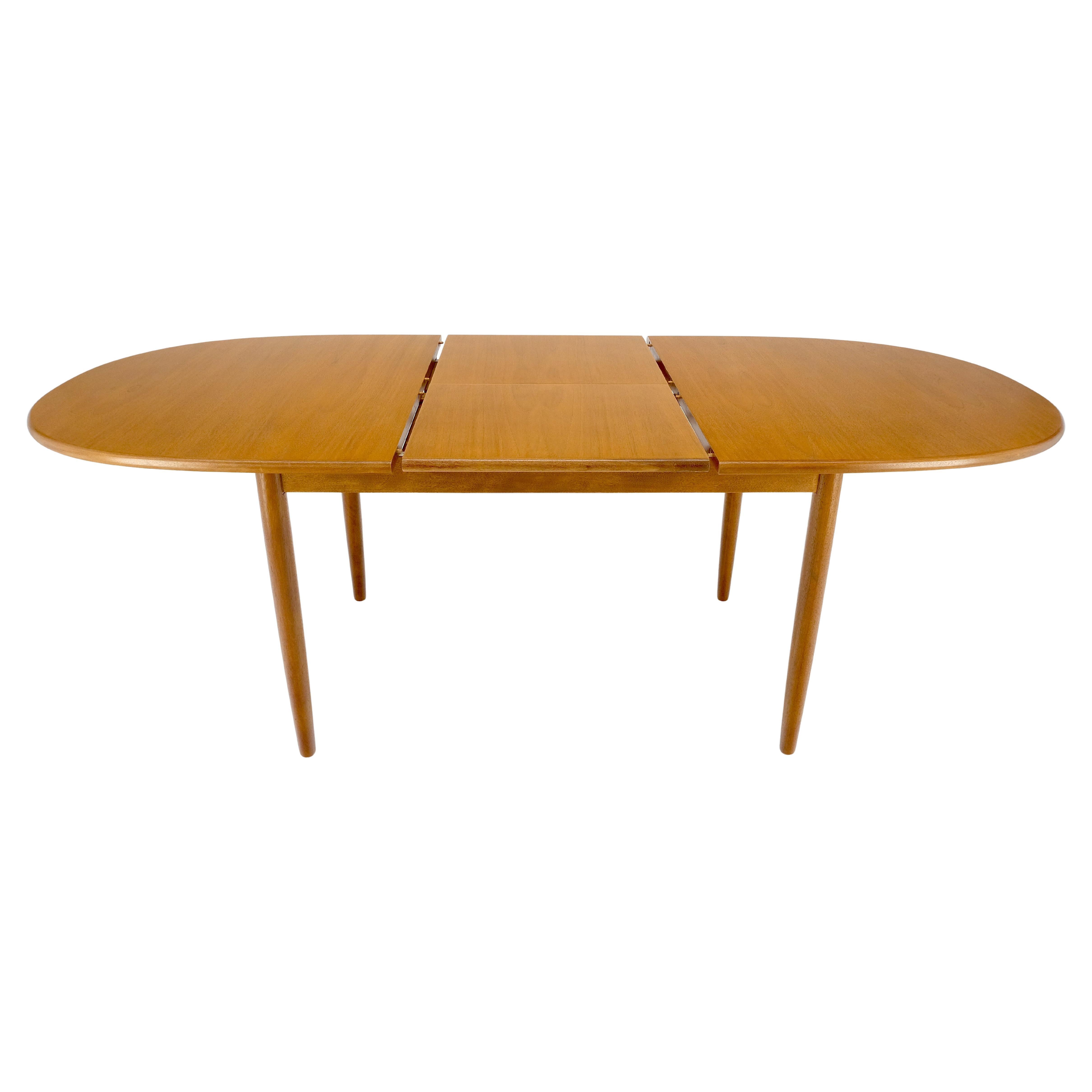 Danish Mid Century Modern Oval Teak 18" Pop up Hide Away Leaf Dining Table MINT