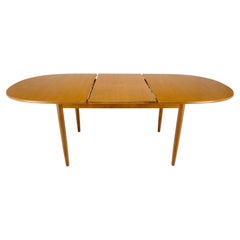 Danish Mid Century Modern Oval Teak 18" Pop up Hide Away Leaf Dining Table MINT