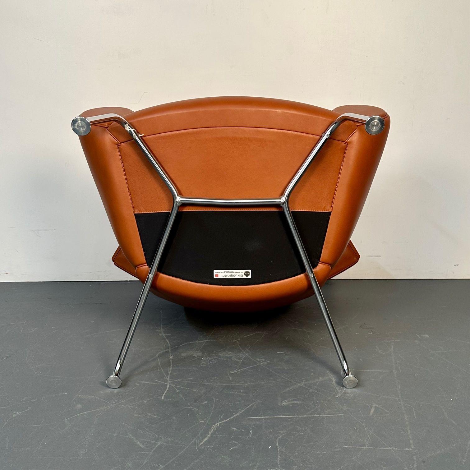 Danish Mid-Century Modern Ox Lounge Chair and Ottoman by Hans Wegner, Jørgensen For Sale 5
