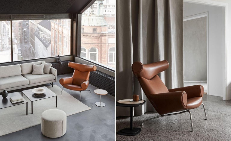 Danish Mid-Century Modern Ox Lounge Chair and Ottoman by Hans Wegner