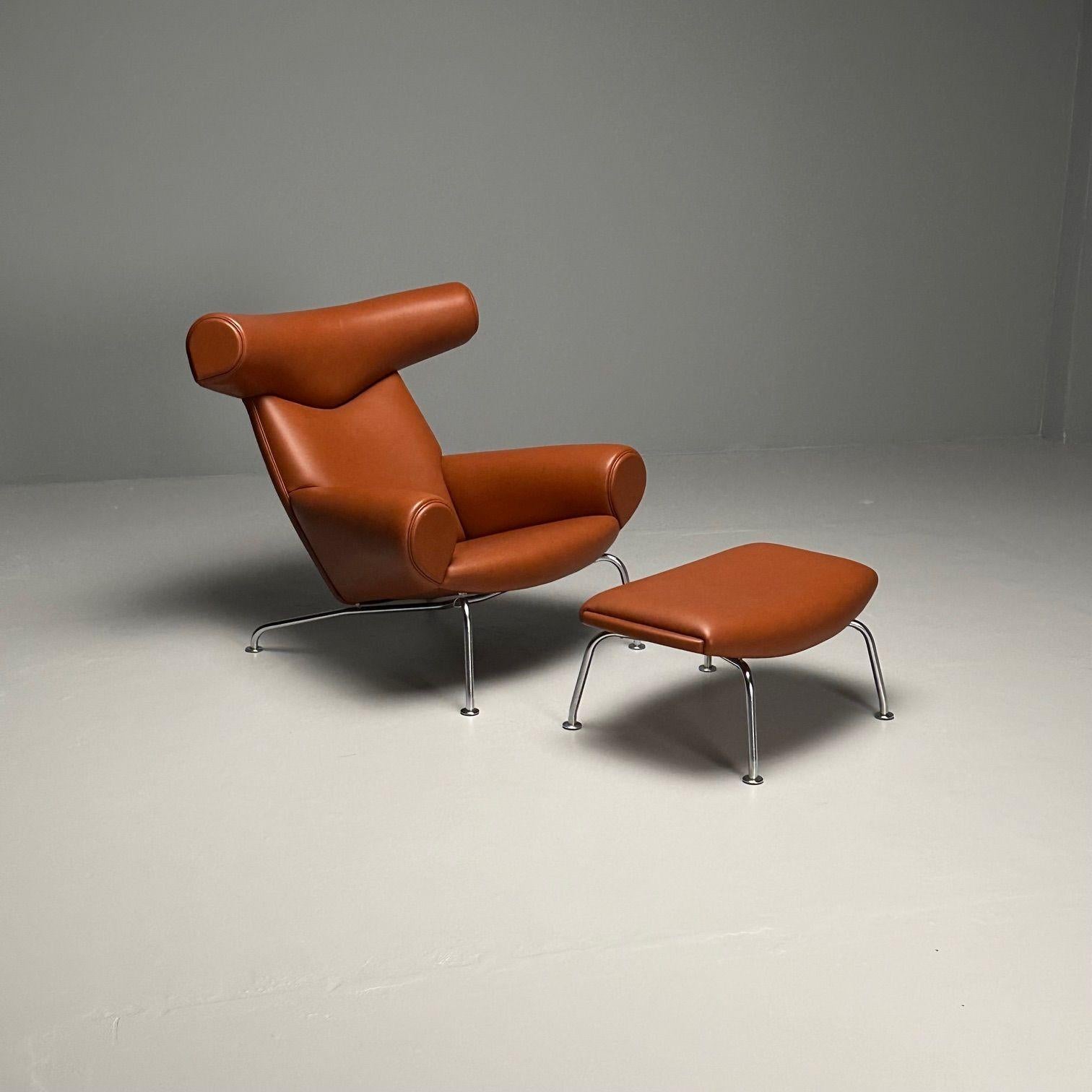 20th Century Danish Mid-Century Modern Ox Lounge Chair and Ottoman by Hans Wegner, Jørgensen For Sale