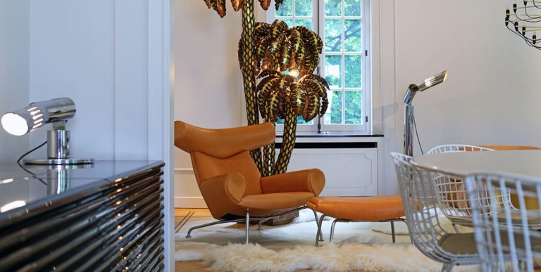 Danish Mid-Century Modern Ox Lounge Chair and Ottoman by Hans Wegner