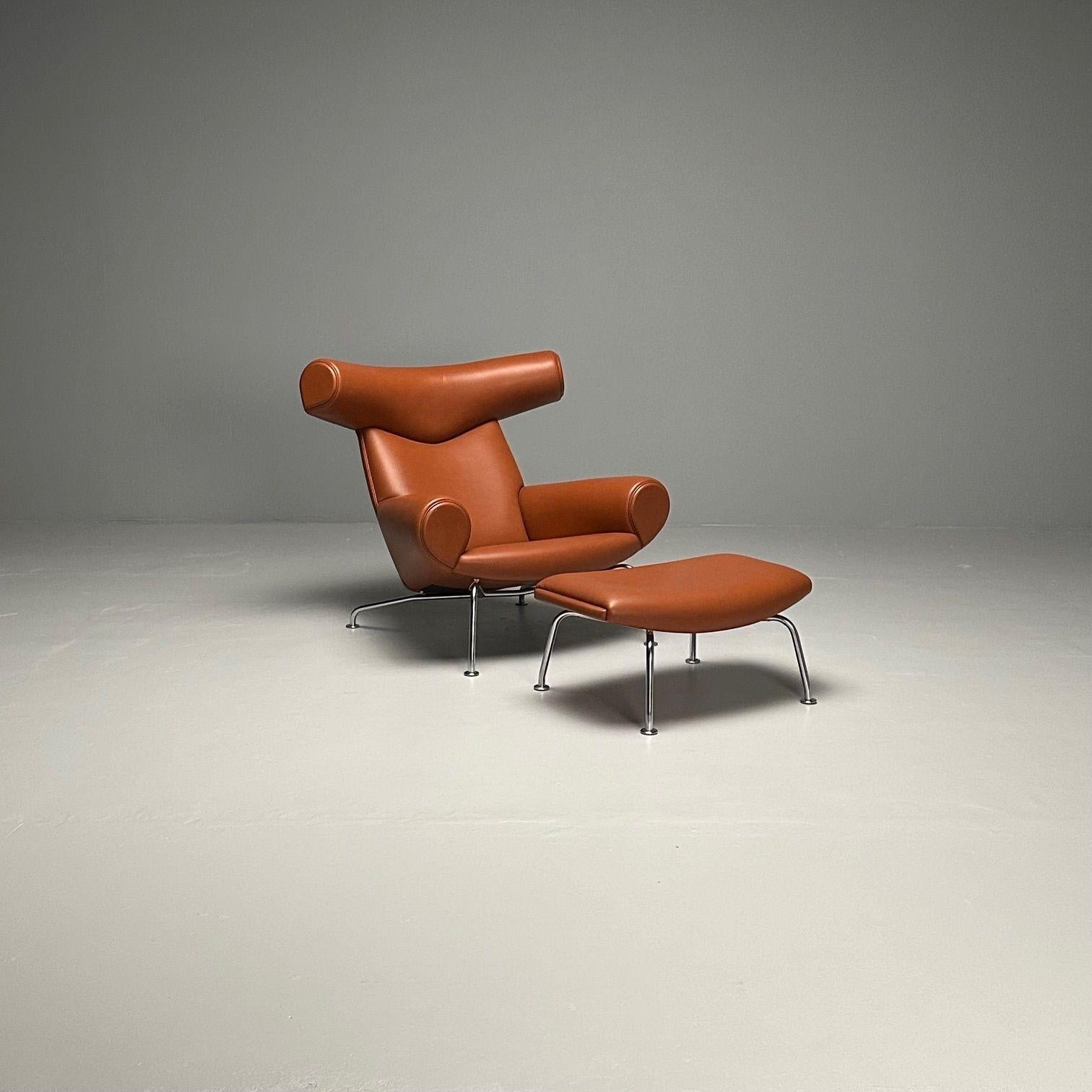 Danish Mid-Century Modern Ox Lounge Chair and Ottoman by Hans Wegner, Jørgensen For Sale 2