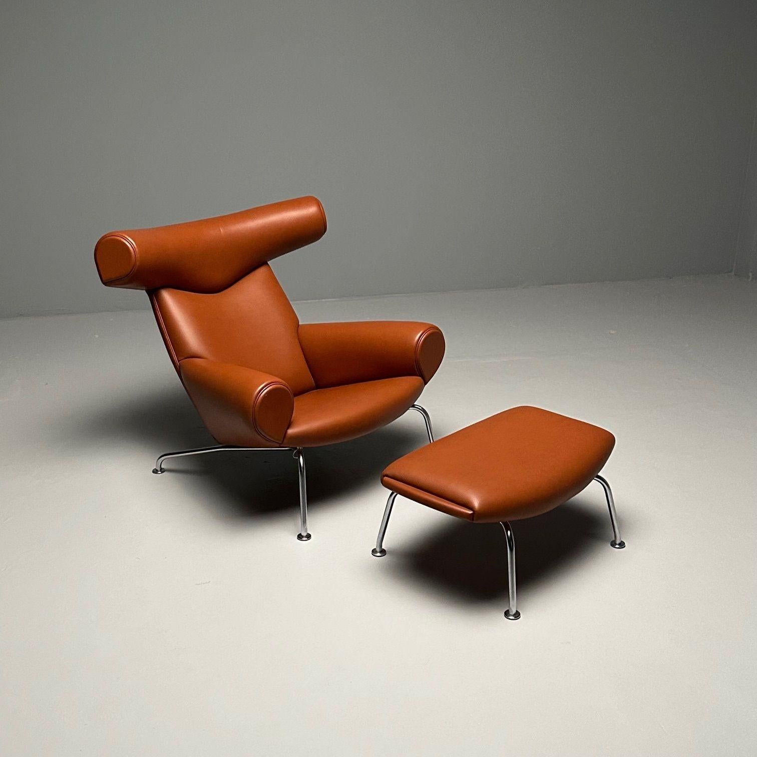 Danish Mid-Century Modern Ox Lounge Chair and Ottoman by Hans Wegner, Jørgensen For Sale 3