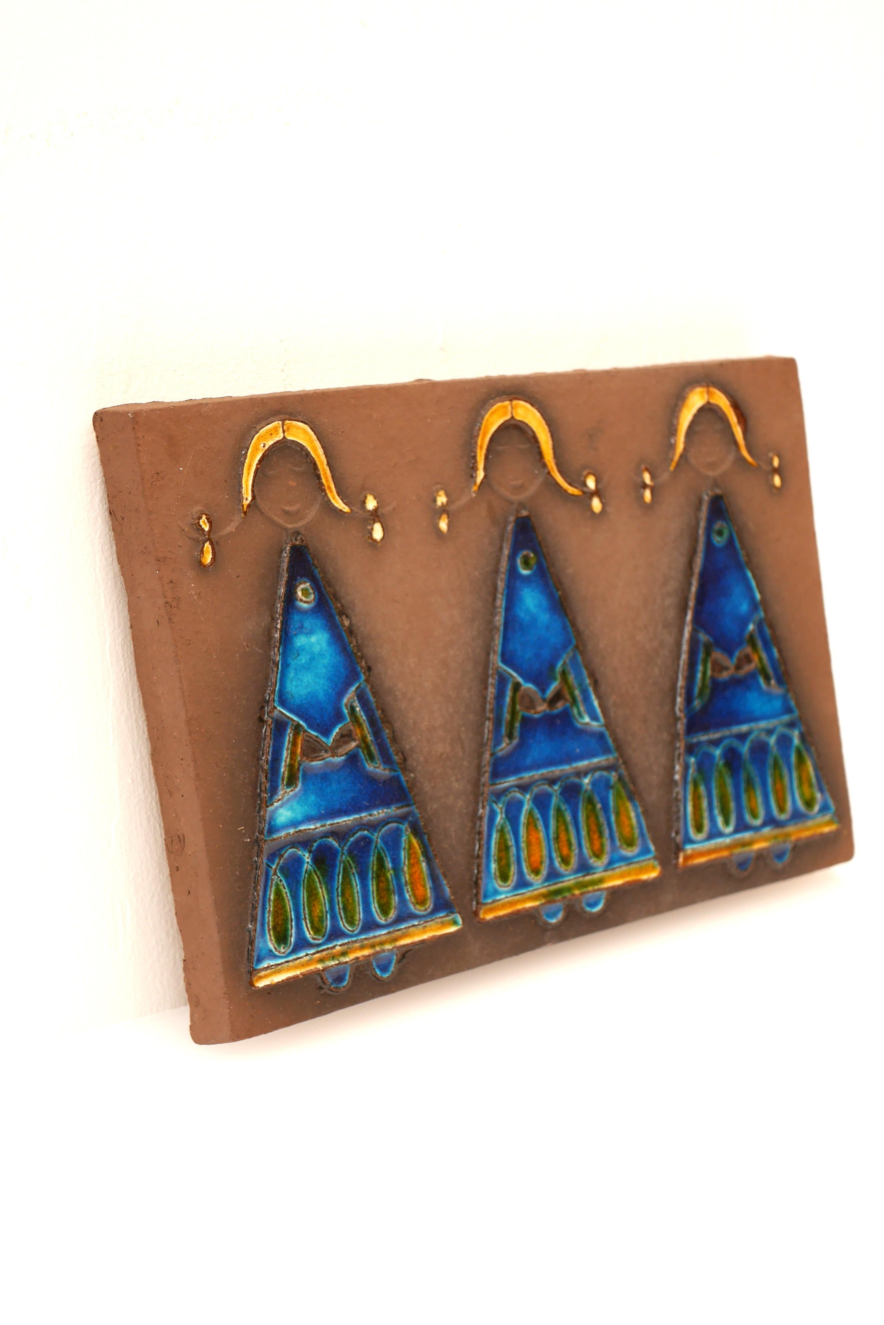Hand-Crafted Danish Mid-century modern pottery wall decoration by Dietlinde Hein, Knabstrup For Sale