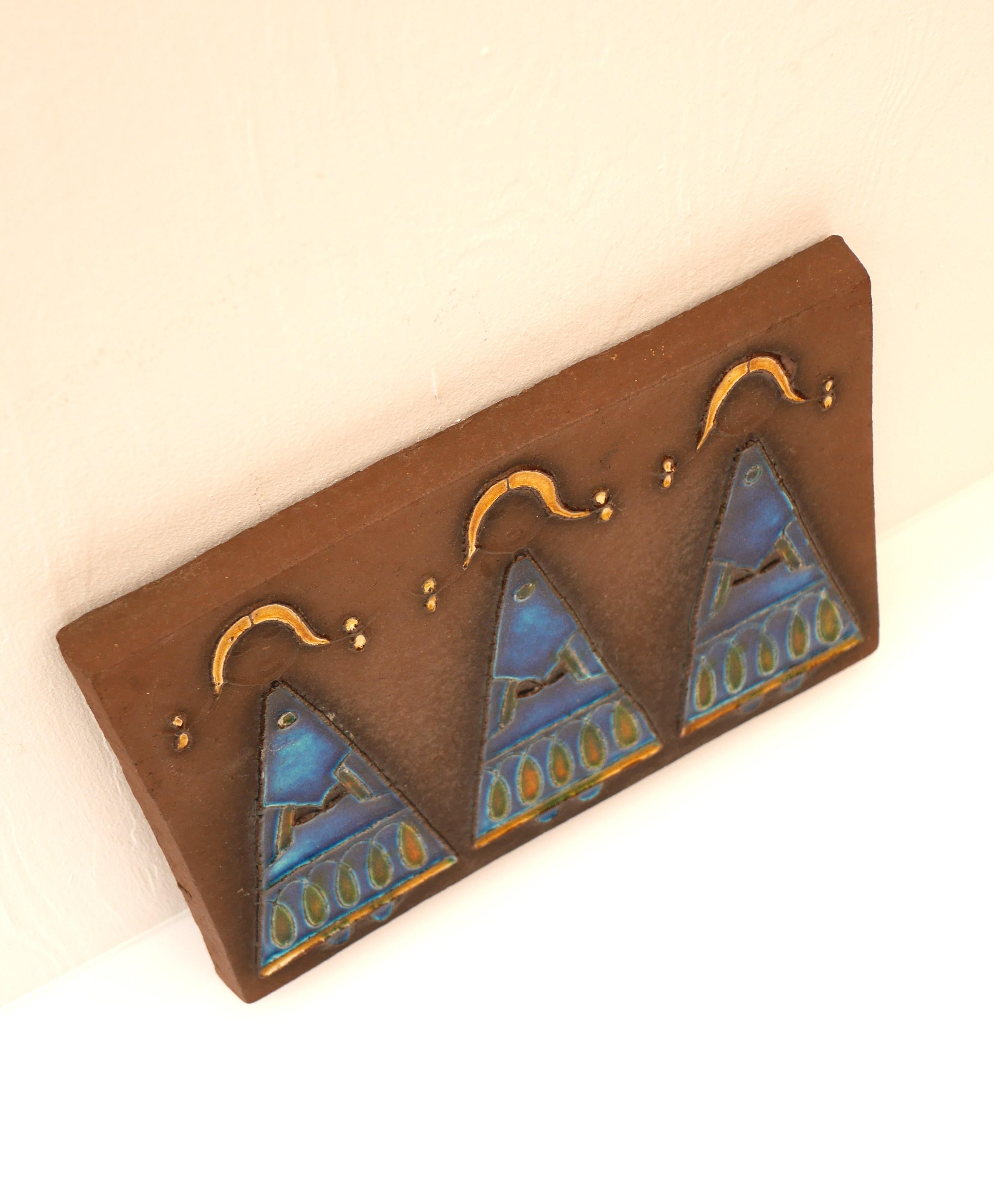 Ceramic Danish Mid-century modern pottery wall decoration by Dietlinde Hein, Knabstrup For Sale