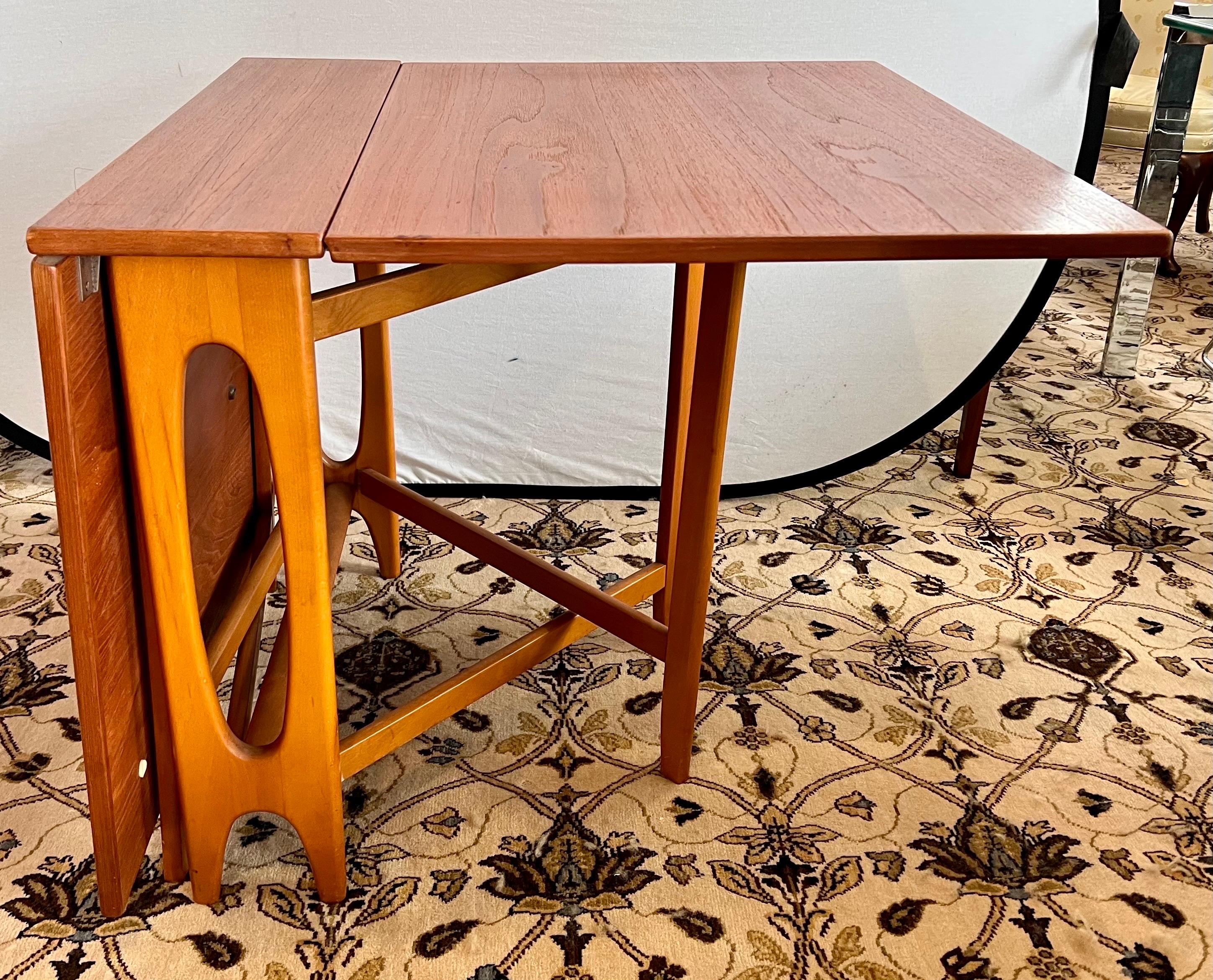 Danish Mid Century Modern Rare Dual Gate Leg Expandable Teak Dining Table 1