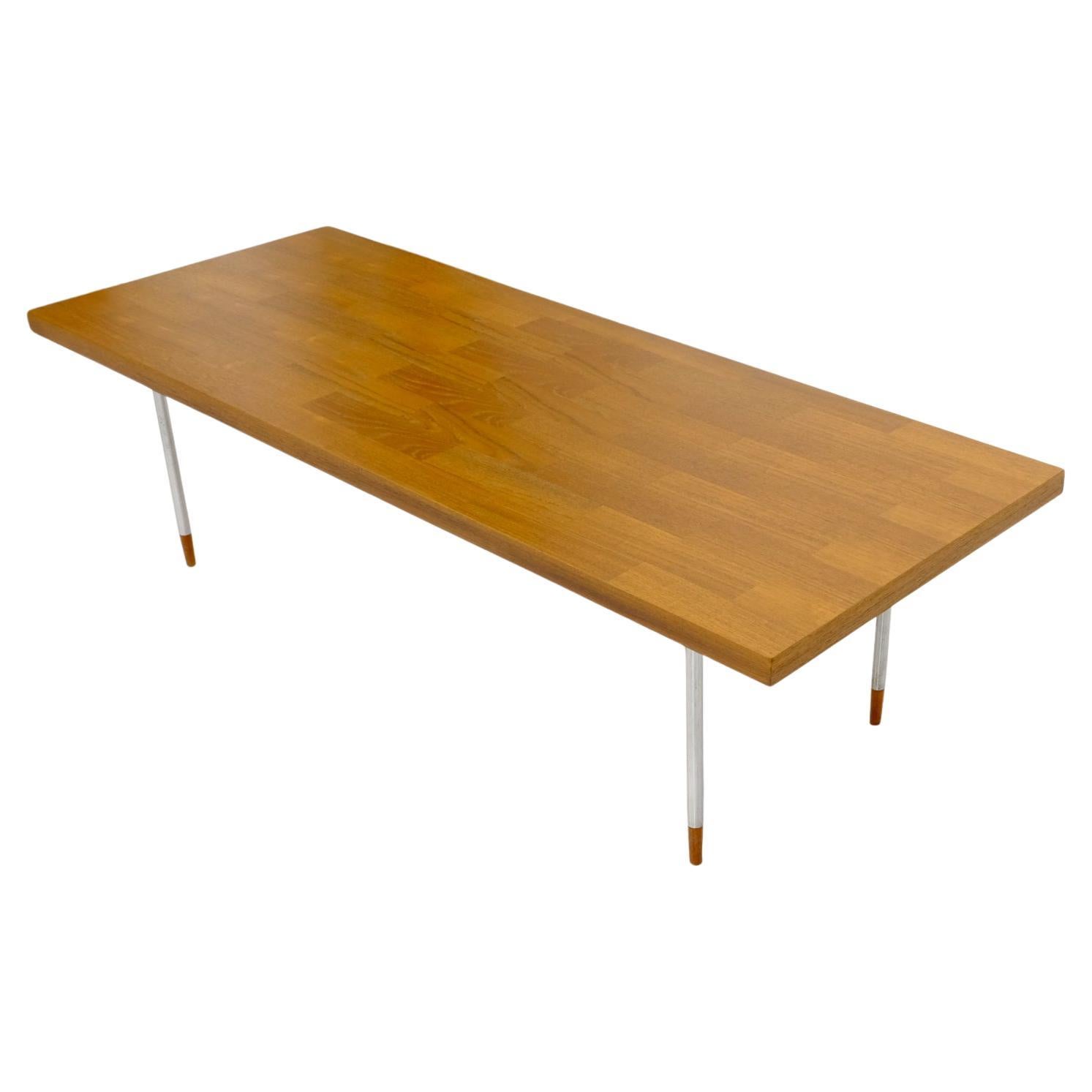 Danish Mid-Century Modern Rectangle Coffee Table on Chrome Cylinder Legs  For Sale