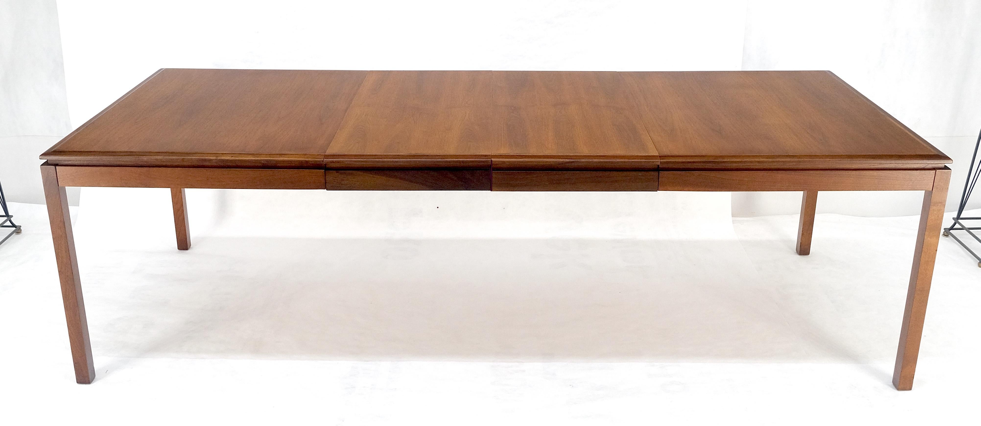 Danish Mid Century Modern Rectangle Walnut Dining Table w 2x18