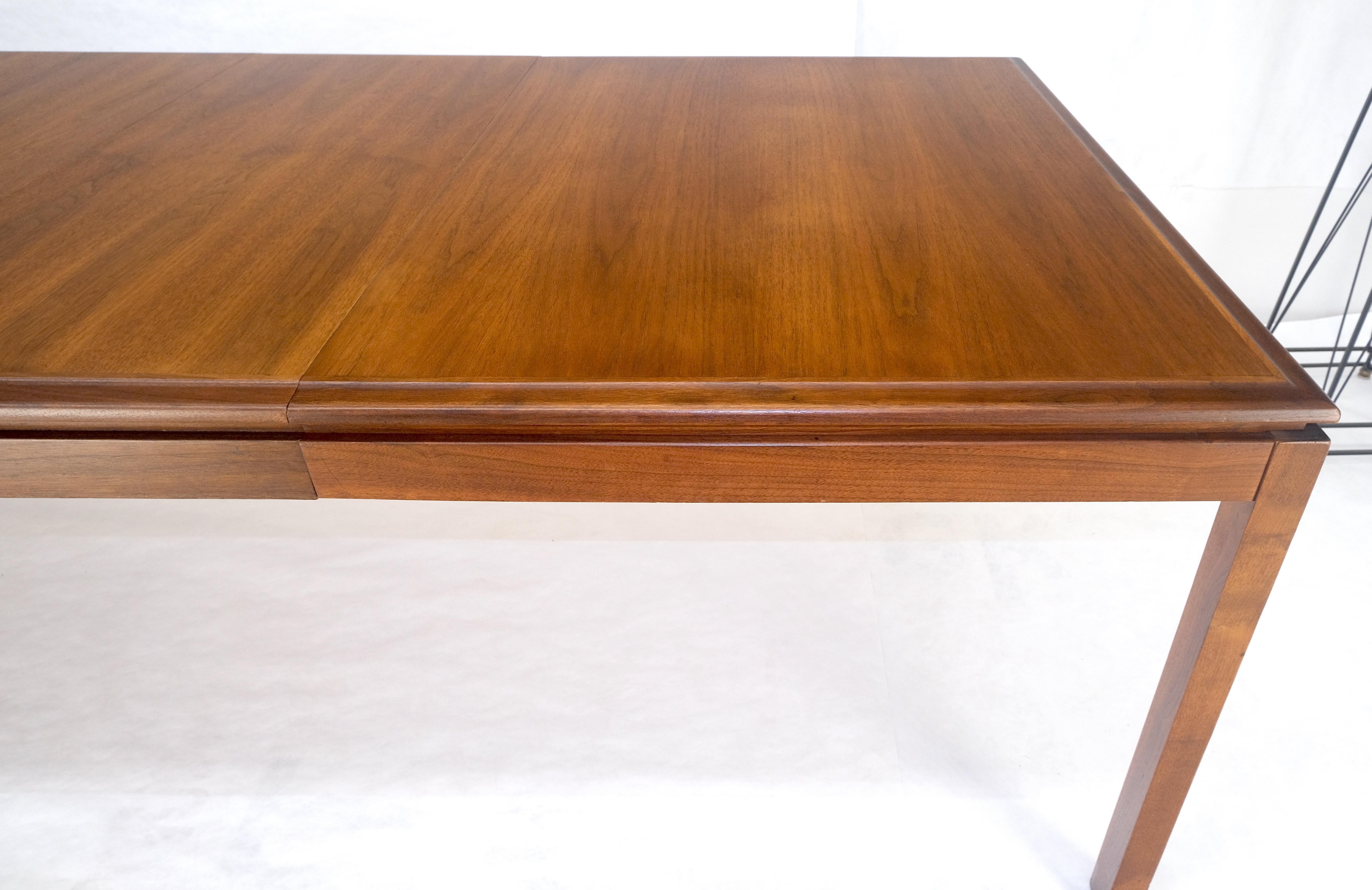 Danish Mid Century Modern Rectangle Walnut Dining Table w 2x18